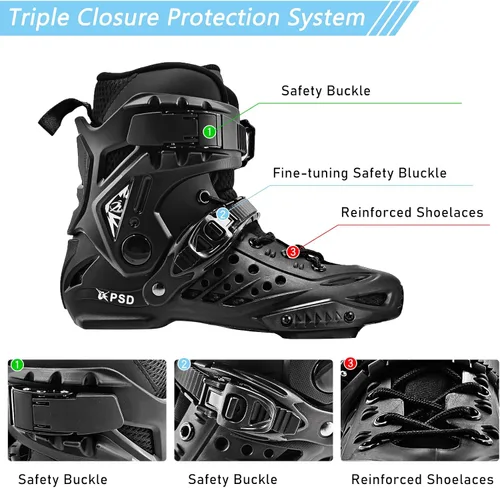 Vista 2 de Patines profesionales en línea con ruedas de 0.157 x 3.150 in, patines de una sola fila de fitness para adultos, mujeres y hombres, botas interiores