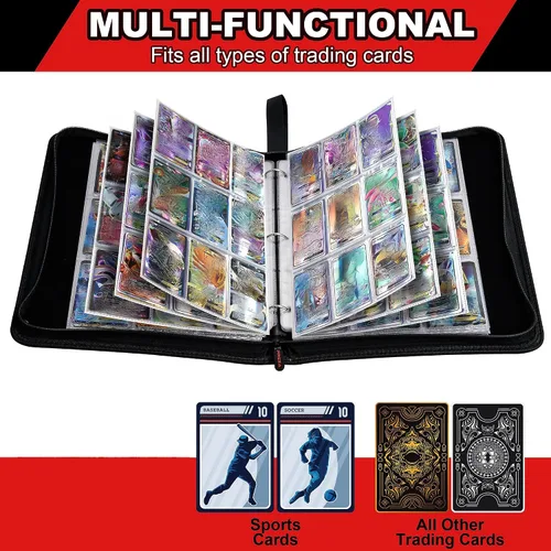Vista 3 de PREZA Carpeta de tarjetas coleccionables – Carpeta de tarjetas de 9 bolsillos – Se adapta a 900 tarjetas – Carpeta de transporte de libros