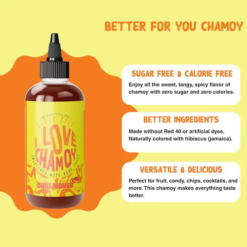 Vista 3 de I Love Chamoy Chili Mango Chamoy sin azúcar (10 onzas líquidas (paquete de 6))