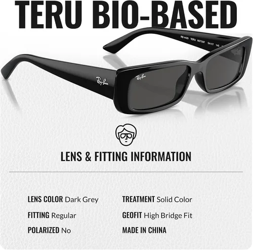 Vista 4 de Ray-Ban RB4425 TERU BIO-BASED Rectangle Shaped Sunglasses for Men & Women with Official RAYBAN Eyewear Kit