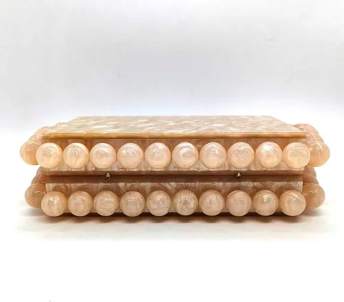 Vista 5 de CUXVA Bolso de mano de acrílico para mujer, bolso de mano de mármol con purpurina para boda, fiesta, baile de graduación