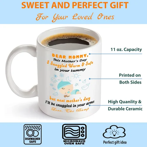 Vista 3 de Taza de anuncio de embarazo de Navidad – Regalo de mamá esperada de Baby Bump – Taza de café para madre futura – Regalo de revelación de bebé