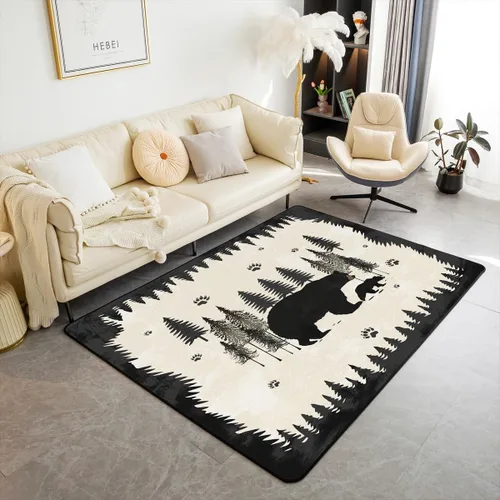 Vista 23 de Castle Fairy Bear Family - Alfombra antideslizante de 3 x 5 pies, diseño de animales salvajes, color negro, para niños, adolescentes y adultos