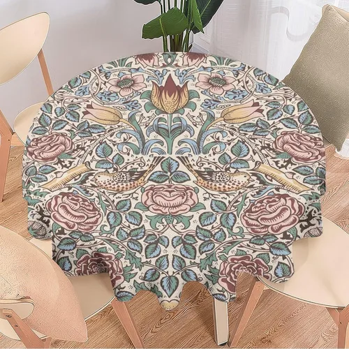Vista 178 de Mantel Floral Retro de Pájaros, Diseño Original Bohemio William Morris Estampado Cubierta de Mesa para Hogar Picnic Fiesta Comedor Cocina William