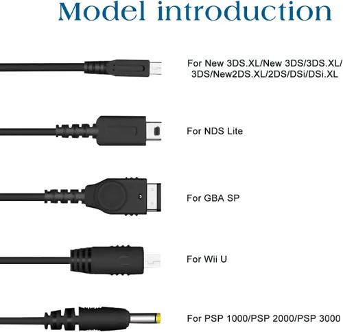 Vista 2 de Xahpower Cable cargador USB 5 en 1 para Nintendo DS Lite, 3DS, DS y Gameboy Advance SPPSP 100020003000