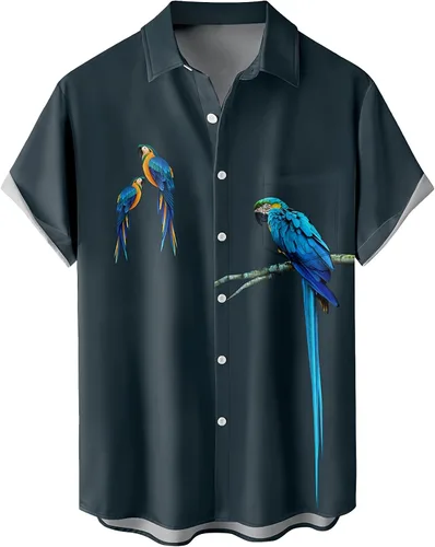Vista 63 de Camisas tropicales con botones para hombre, camisas hawaianas de manga corta, casuales para vacaciones, camisas de playa holgadas Beige-playa escena