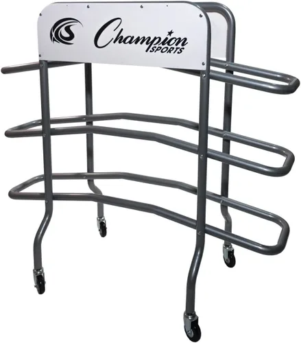 Vista 5 de Champion Sports Deluxe Heavy Duty Basketball Storage Cart with Locking Swivel Caster Wheels (Black)