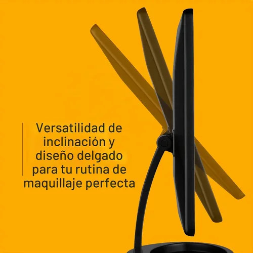 Vista 3 de Conair Espejo de maquillaje iluminado, espejo de tocador LED con base de almacenamiento, funciona con pilas en negro