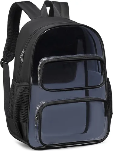 Vista 129 de CAMTOP Mochila transparente resistente y transparente para estudiantes, escuela, trabajo, festival, viajes, deportes, Beige, Mediana, Camtop Mochila