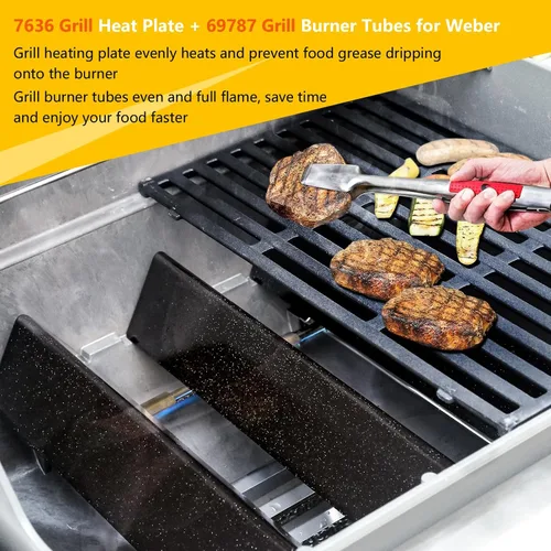 Vista 4 de Piezas de repuesto para Weber Spirit de 15.3 pulgadas de acero porcelánico 7636 placa de calor para parrilla y tubo de quemador 69787 para parrilla