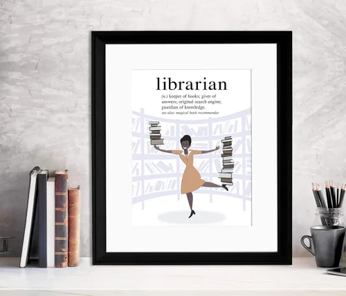 Vista 3 de Librarian Definition Dictionary Style Fine Art Print. Multiple Sizes and Styles for Library, Home, Office, or School