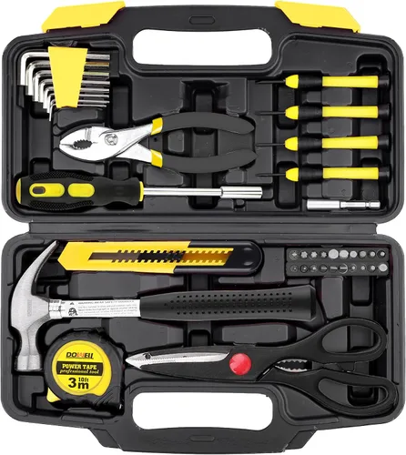 Vista 8 de DOWELL Juego de herramientas para el hogar de 40 piezas rosa, kit de herramientas manuales generales para el hogar con estuche de almacenamiento
