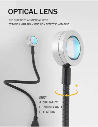 Vista 3 de EIUY Lámpara de puesta de sol, proyector de luz de puesta de sol LED de proyección de luz de noche de 360 grados de rotación romántica arco iris luz