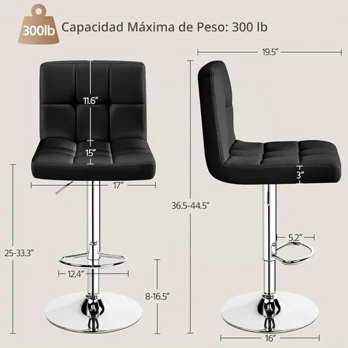 Vista 3 de Yaheetech Taburete de bar individual ajustable altura de mostrador Taburete