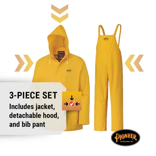 Vista 3 de Pioneer 577U Traje para lluvia de PVC, talla pequeña, color amarillo
