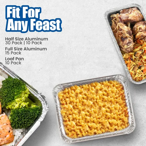 Vista 7 de Moldes desechables de aluminio de 2 libras para hornear, servir y almacenar, sartén desechable resistente al calor, ideal para alimentos