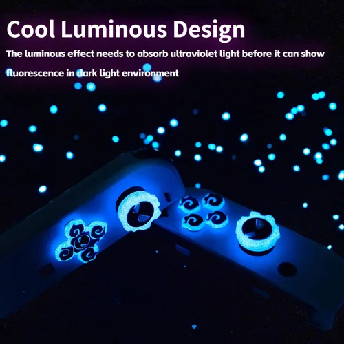 Vista 3 de Jusy Cross D-Pad - Juego de tapas de botón para pulgar, compatible con Nintendo SwitchOLED, Cool Luminous 3D Soft Silicone ABXY Botones Adhesivos