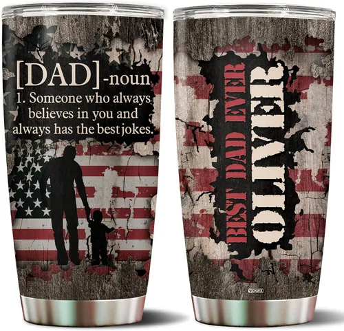 Vista 14 de Vaso personalizado de regalo para papá, regalos para padrastro de hija, hijo, niños, cumpleaños, Navidad, día del padre, regalo para padrastro, taza