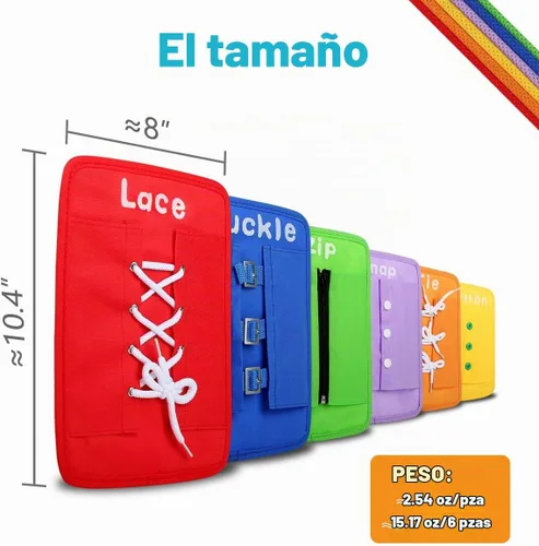 Vista 6 de Aprendizaje Temprano Básicas Habilidades para la Vida Básica Fina Tocador Suministros preescolares – Cremallera, Broche, Botón, Hebilla, Encaje