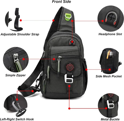 Vista 2 de Mochila Nicgid Sling bag crossbody bolsas para tablet ipad al aire libre, senderismo