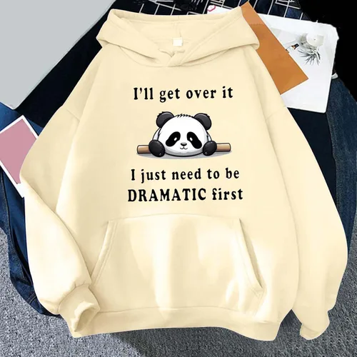 Vista 2 de Sudaderas con capucha para adolescentes y niñas con estampado de panda, sudaderas con capucha Kawaii de anime, sudaderas con eslogan novedoso