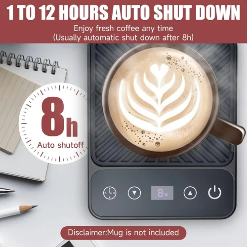Vista 3 de Calentador de tazas – Calentador eléctrico de taza de café con temporizador, calentador de taza de café para escritorio apagado automático, control