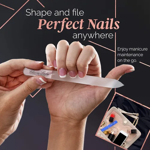Vista 2 de ClassyLady - Lima de uñas de cristal, lima de uñas de vidrio con estuche para el cuidado profesional de las uñas con estuche