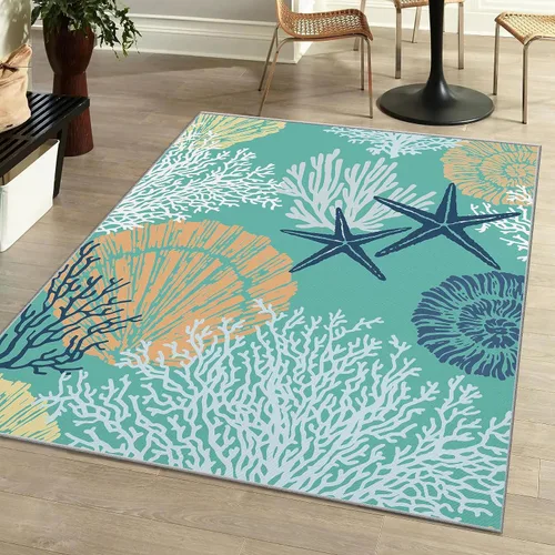 Vista 22 de Tritard Alfombra de área costera de 2 x 3 pulgadas - Pequeña alfombra plegable lavable a máquina, antideslizante, para entrada, alfombra de playa