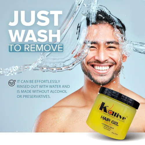 Vista 5 de KALIVE Gel de peinado para hombre de 16 onzas, fijación fuerte y brillo ligero todo el día, producto para el cabello para hombre, aroma fresco, sin