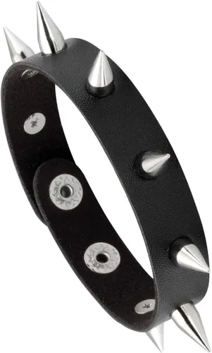 Vista 4 de Eigso Brazalete estrecho de cuero PU con remache Spiker brazalete Vintagepunk estilo cierre ajustable