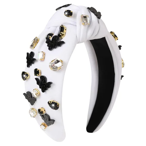 Vista 9 de Diademas de fantasma de Halloween para mujer, diadema de araña espeluznante con cuentas de diamantes de imitación de cristal, accesorios