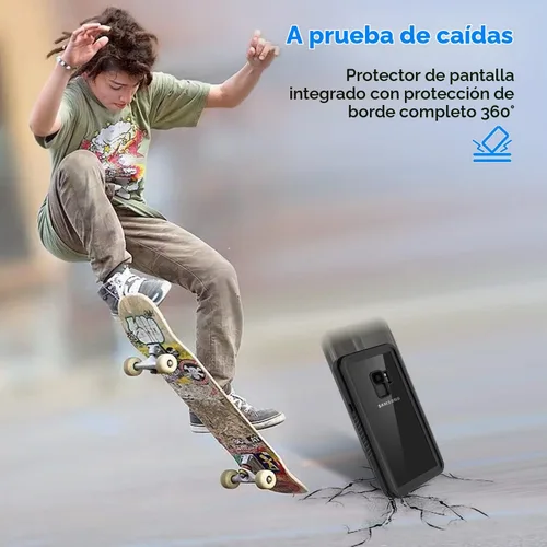 Vista 4 de Lanenas Funda para Samsung Galaxy S9, impermeable, a prueba de polvo, a prueba de caídas con protector de pantalla integrado, 5.8 pulgadas, 360°