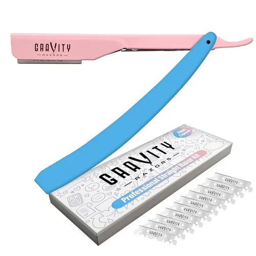 Vista 9 de Kit de afeitado manual GRAVITY RAZORS Profesional – Exposición Ultra, Incluye 10 Hojas Premium, 2mm Expuestas, Negro Mate