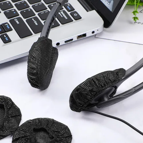 Vista 6 de BBTO 100 piezas desechables sobre la oreja cubiertas elásticas para Negro