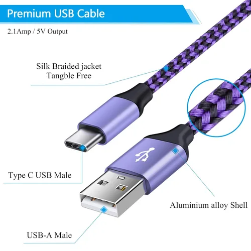 Vista 3 de Paquete de 4 cables de carga rápida para iPhone 16 15 Pro, 15/16 Pro Max, 15/16 Plus, 16/15 16e, cargador USB tipo C, cable de teléfono Android