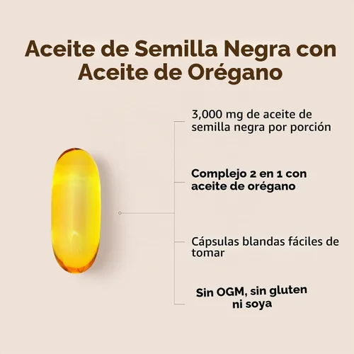 Vista 2 de Micro Ingredients Aceite de semilla negra de 3,000 mg, 120 cápsulas blandas Fórmula 2 en 1 con aceite de orégano, carvacrol y timoquinona A base
