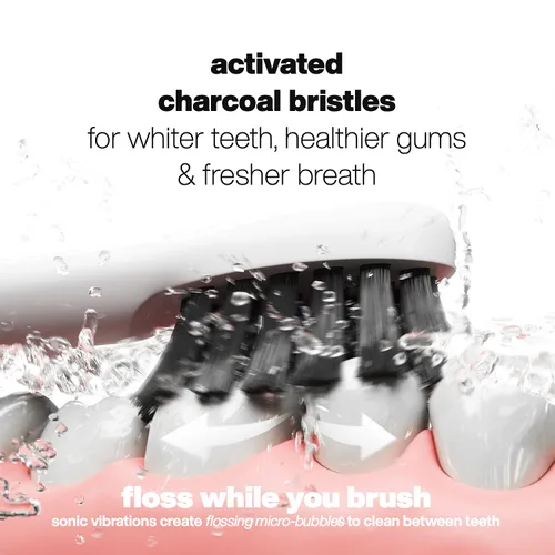 Vista 4 de AquaSonic Pulse - Cepillo de dientes eléctrico ultra blanqueador con cerdas blanqueadoras de carbón activado - Cepillo de dientes recargable sónico
