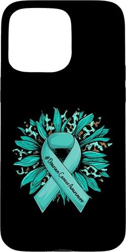 Vista 31 de Leopard Sunflower Teal Ribbon Ovarian Cancer Awareness Case for iPhone 16