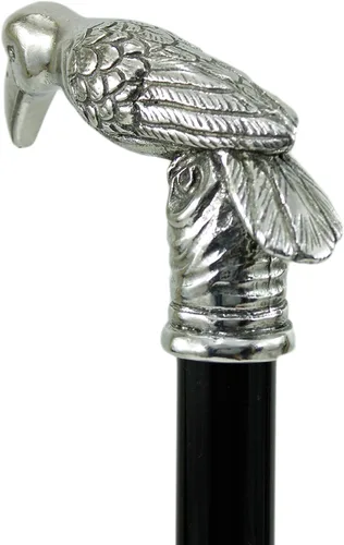 Vista 3 de Italia - Bastón grabado personalizado para hombres y mujeres, caña de madera, mango de metal, bastón en peltre fino de cuervo