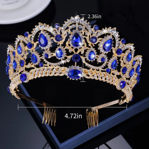 Vista 2 de Kamirola - Corona de tiaras para mujeres y niñas, diademas de cristal con peine para novia, boda y fiesta, fiesta de graduación, disfraces góticos