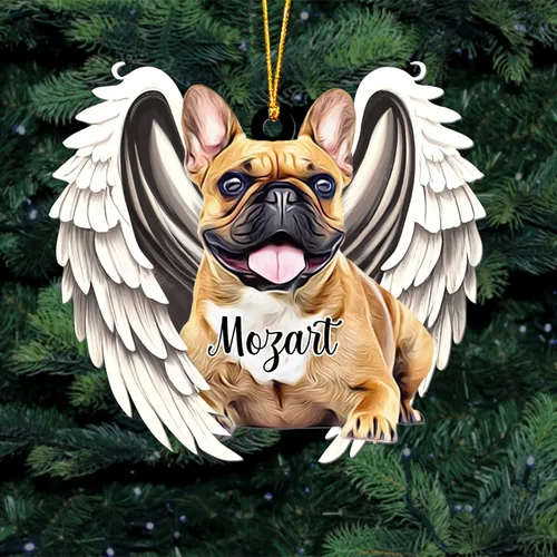 Vista 8 de GODMERCH Adorno personalizado de Golden Retriever con alas angulares, adorno conmemorativo de Navidad para perros, adorno de ángel de perro, año