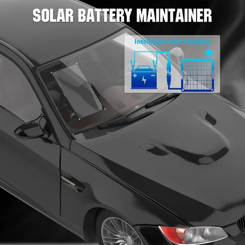 Vista 5 de OYMSAE Cargador de batería de coche con panel solar negro, 5 W 12 V, impermeable, cargador de panel solar portátil con controlador mejorado