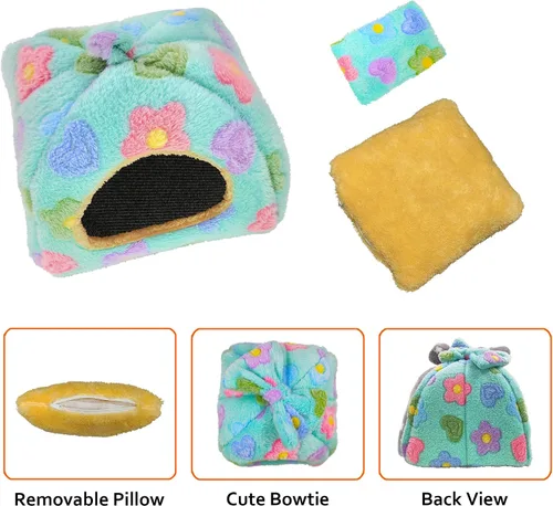 Vista 4 de Cama de conejillo de indias, accesorios de casa de escondite de conejillo de indias, cama cálida para animales pequeños, hámsters, chinchillas, Verde
