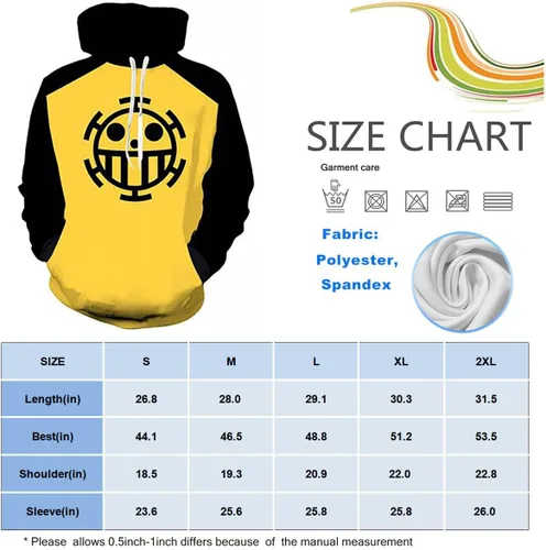 Vista 5 de Sudadera con capucha de anime Trafalgar Law Luffy, disfraz de cosplay