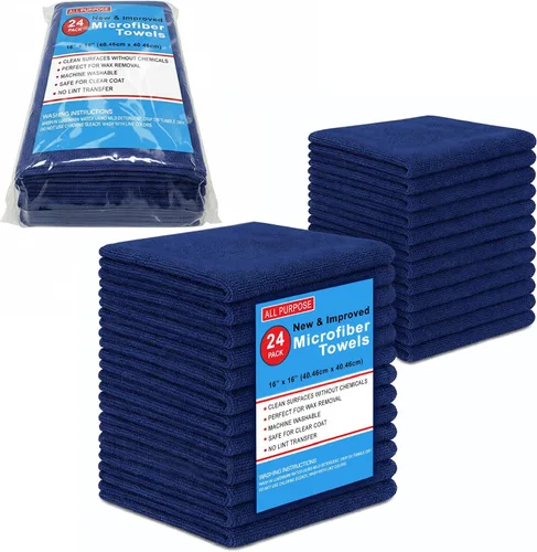 Vista 19 de Blue Horizon Toallas de limpieza de microfibra negras, paquete de 24 paños de felpa ultra suave de doble cara, paños de limpieza de microfibra