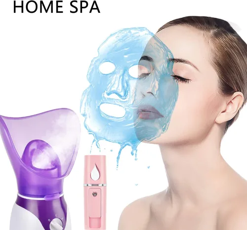Vista 2 de Vaporizador facial para cara Nano Facial Mister Juego de vaporizador facial para limpieza profunda facial, mini vaporizador facial portátil