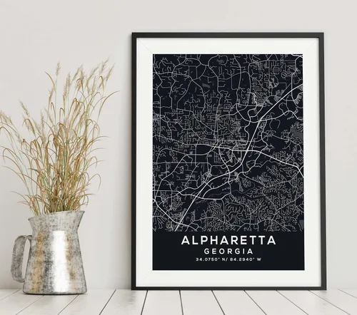 Vista 6 de Map of Alpharetta, Georgia, Evening (36x48)