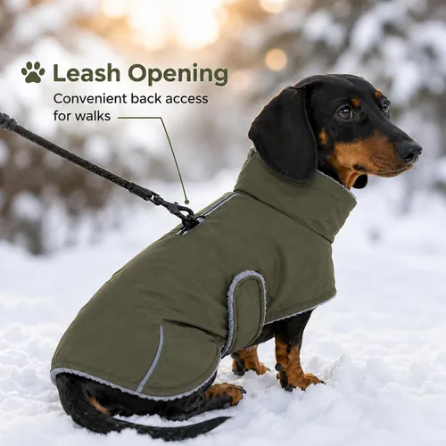 Vista 5 de Morezi Dachshund Coats Waterproof, Perfect for Dachshunds, Sausage, Weiner Dog Winter Coat with Padded Fleece, Puppy Snowsuit with Adjustable Bands