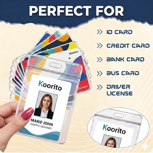 Vista 3 de 15 soportes verticales para tarjetas de identificación, transparente, impermeable, soporte de plástico para placa de identificación, para oficina