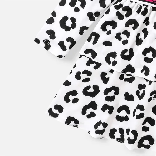 Vista 4 de L.O.L. Surprise! Vestido escalonado para niñas, estampado de figura en capas, un hombro, vestido casual fluido, talla 6-12